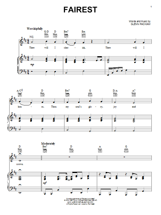 Glenn Packiam Fairest sheet music notes and chords. Download Printable PDF.