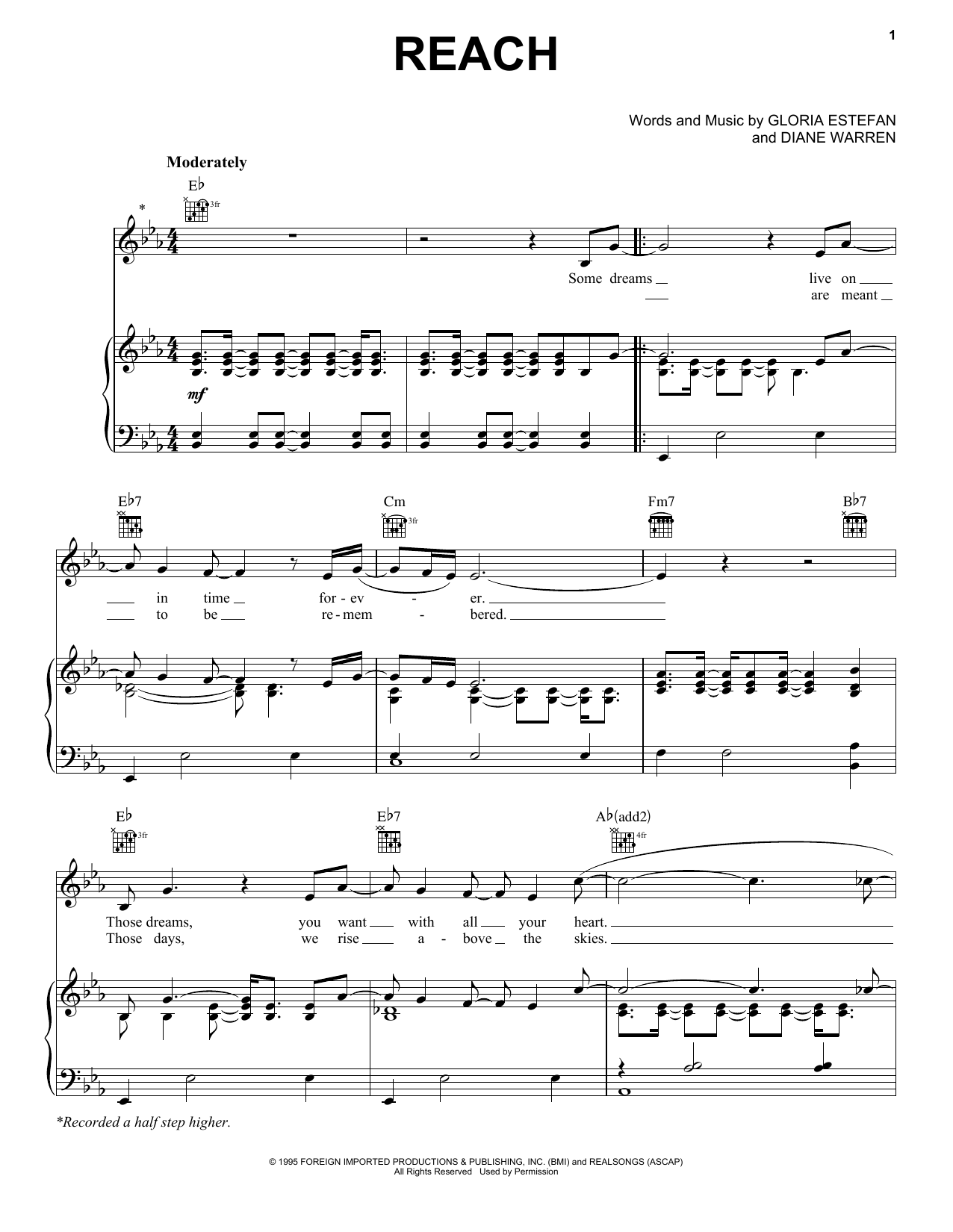 Gloria Estefan Reach sheet music notes and chords. Download Printable PDF.