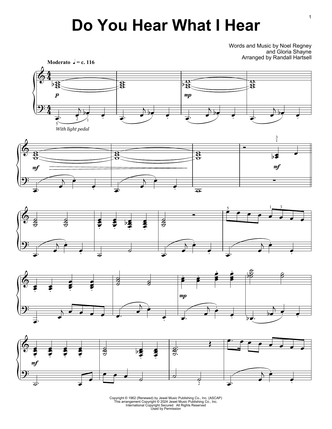 Gloria Shayne Do You Hear What I Hear (arr. Randall Hartsell) sheet music notes and chords. Download Printable PDF.