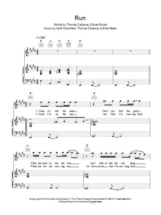 Gnarls Barkley Run sheet music notes and chords. Download Printable PDF.