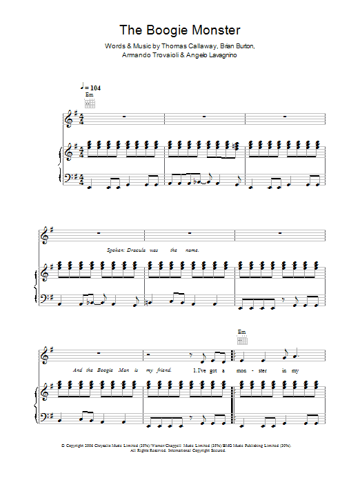 Learn to play Gnarls Barkley The Boogie Monster sheet music for Piano, Vocal & Guitar in minutes. Gnarls Barkley The Boogie Monster sheet music notes and chords. Download Printable PDF.