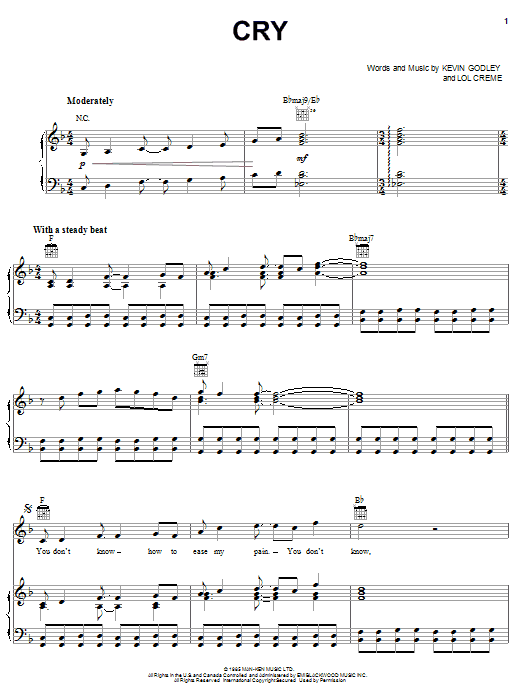 Godley & Creme Cry sheet music notes and chords. Download Printable PDF.