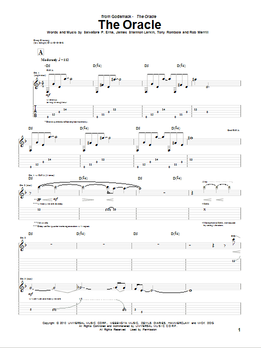 Godsmack The Oracle sheet music notes and chords. Download Printable PDF.