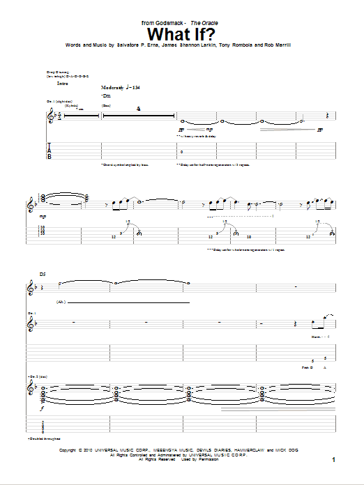 Godsmack What If? sheet music notes and chords. Download Printable PDF.