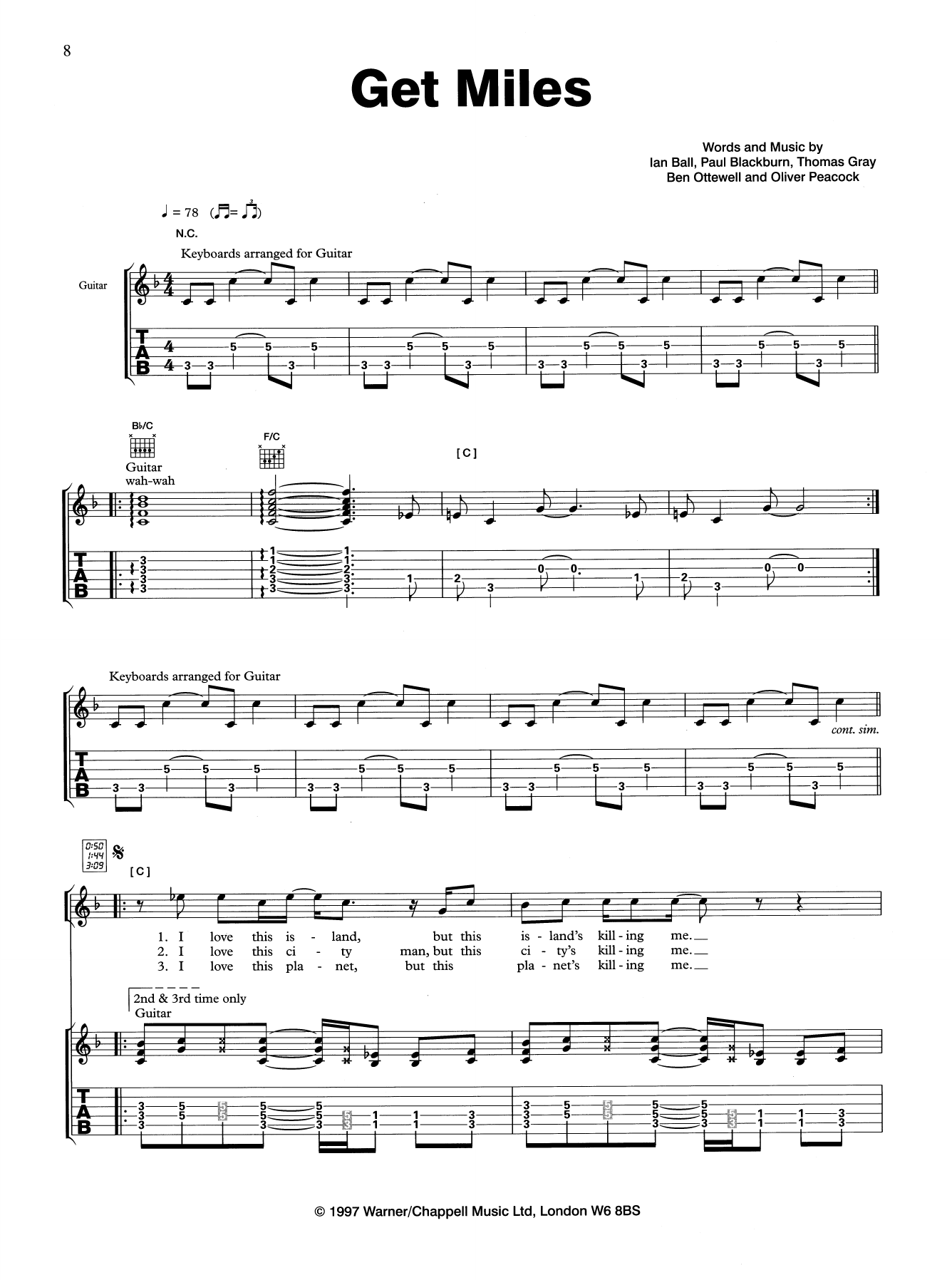 Gomez Get Miles sheet music notes and chords. Download Printable PDF.