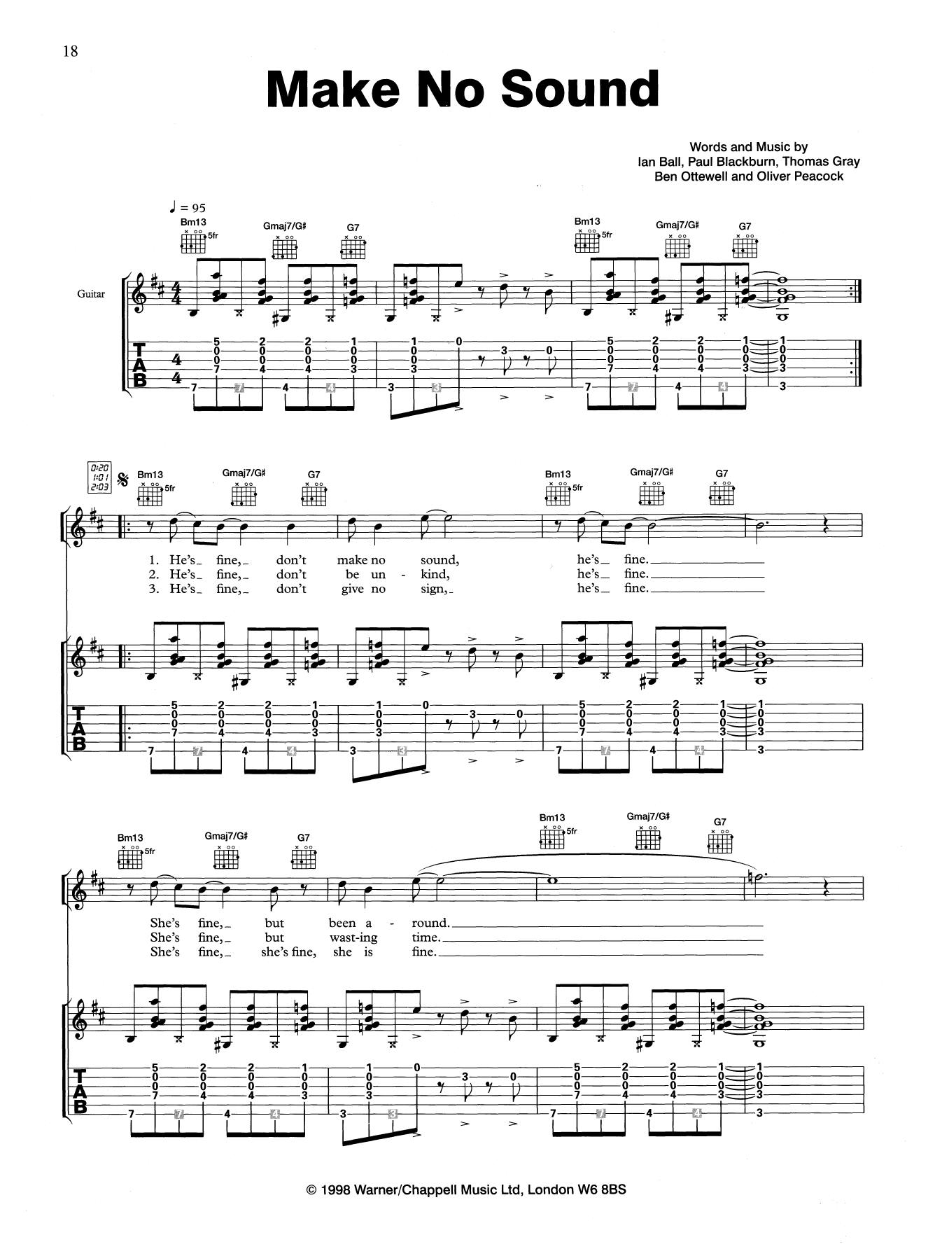 Gomez Make No Sound sheet music notes and chords. Download Printable PDF.