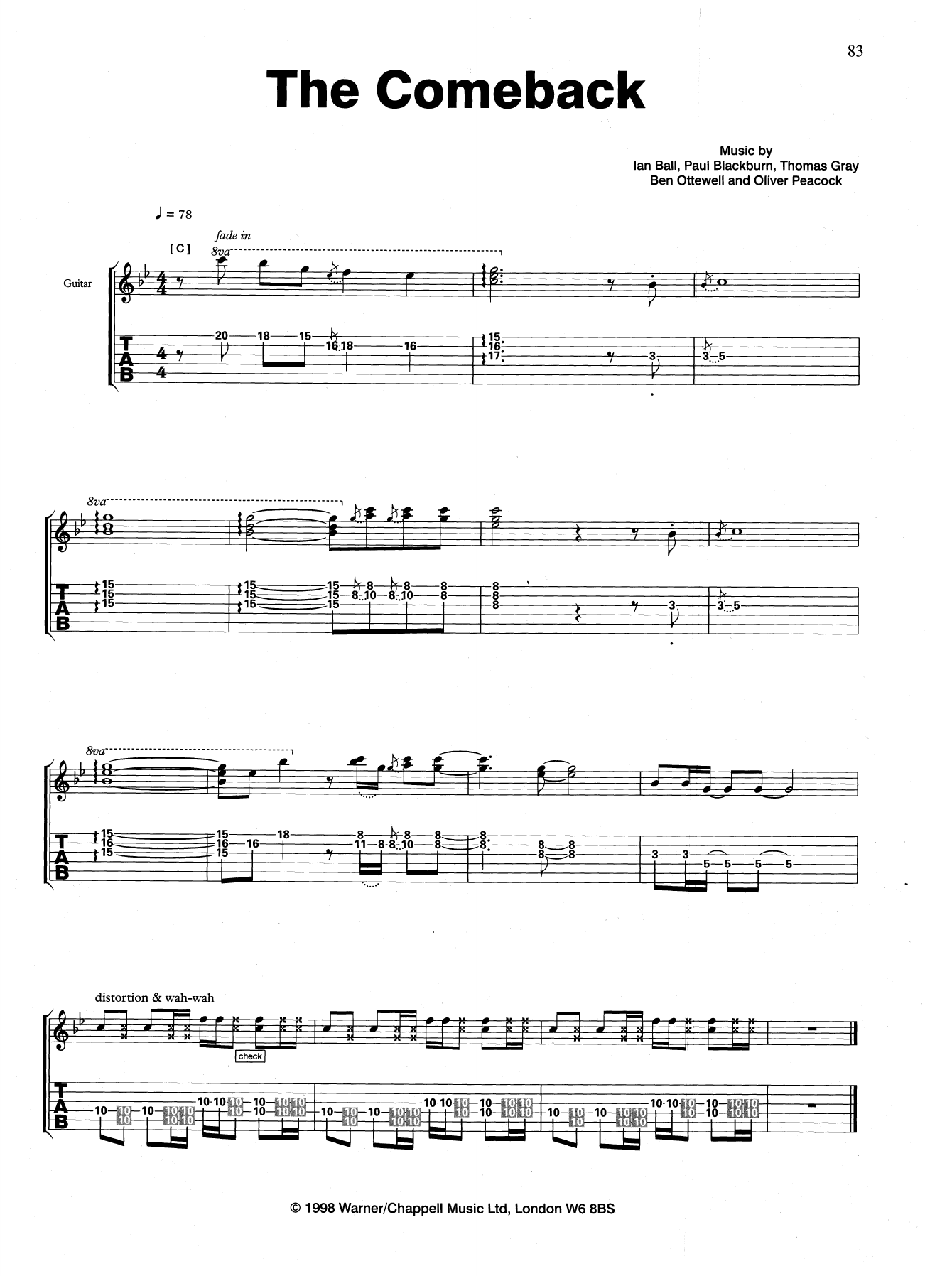 Gomez The Comeback sheet music notes and chords. Download Printable PDF.