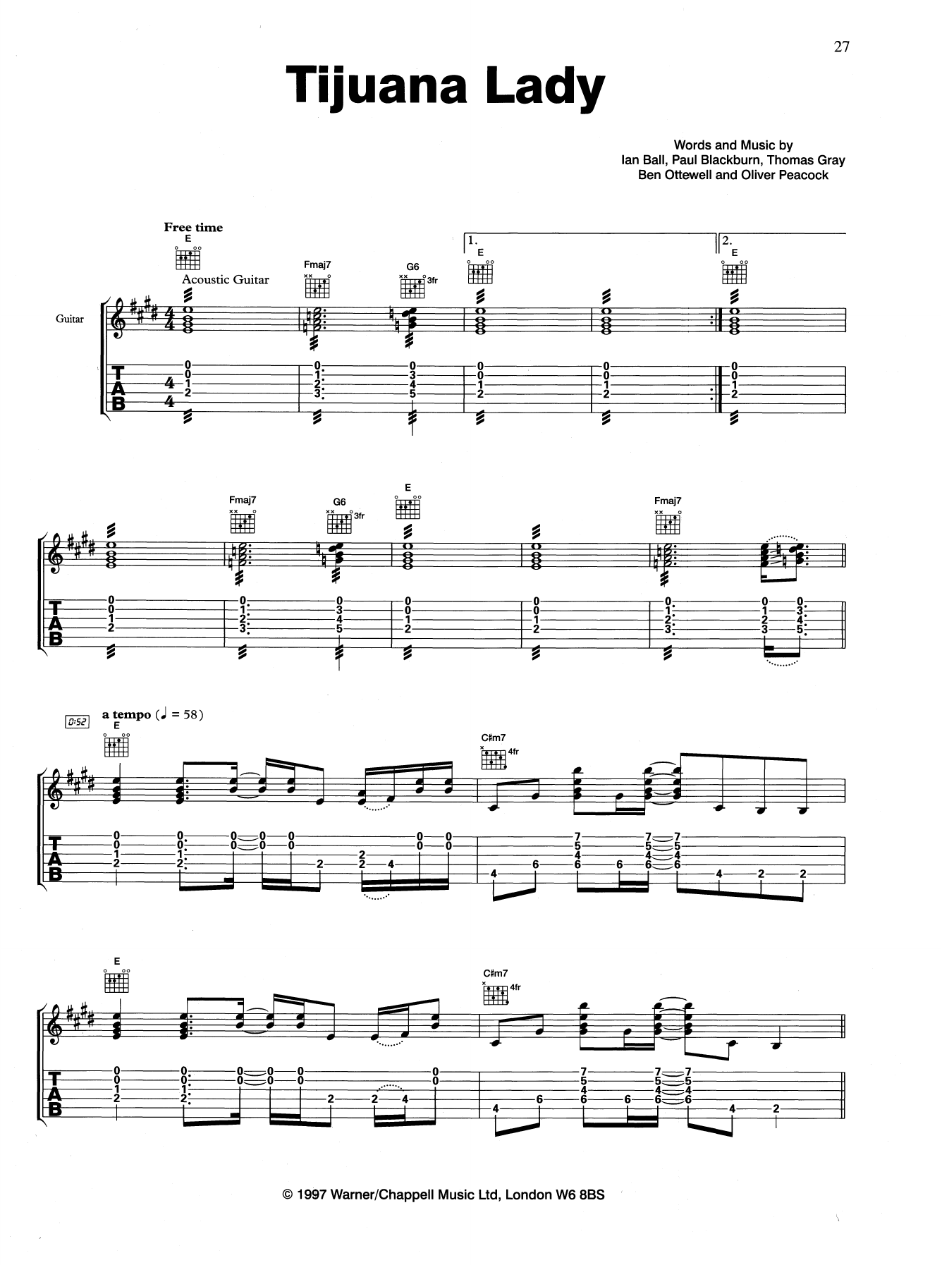 Gomez Tijuana Lady sheet music notes and chords. Download Printable PDF.