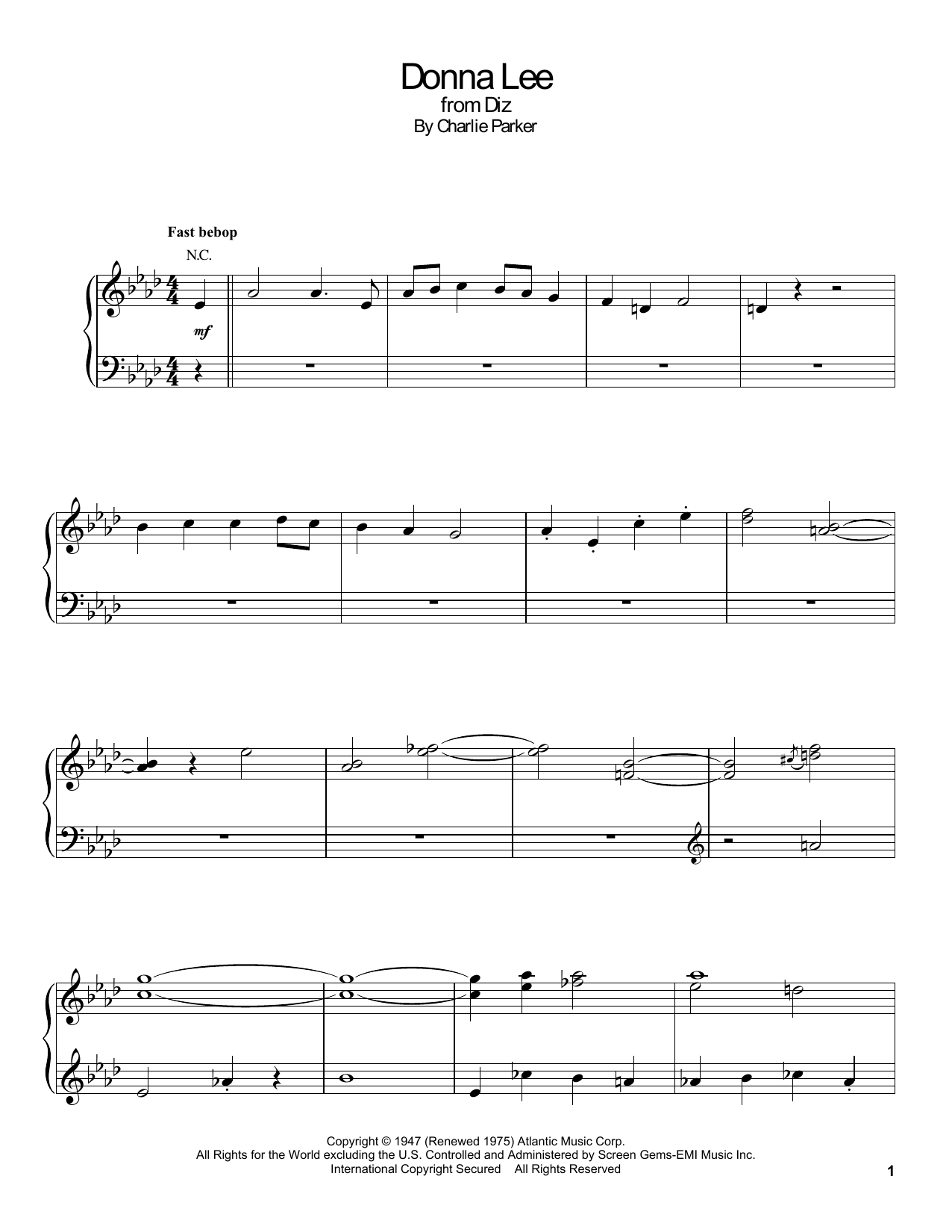 Gonzalo Rubalcaba Donna Lee sheet music notes and chords. Download Printable PDF.