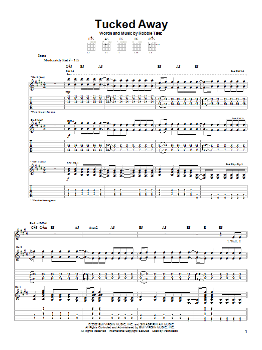 Goo Goo Dolls Tucked Away sheet music notes and chords. Download Printable PDF.