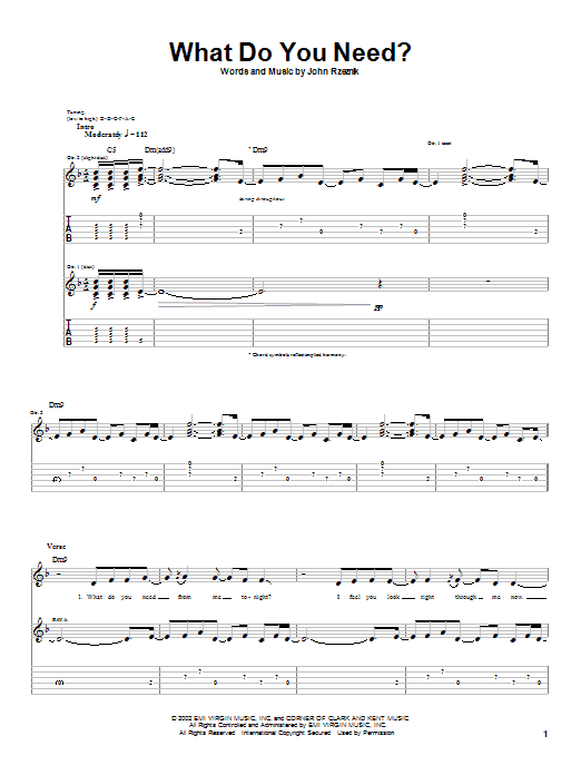 Goo Goo Dolls What Do You Need? sheet music notes and chords. Download Printable PDF.