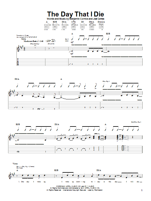 Learn to play Good Charlotte The Day That I Die sheet music for Guitar Tab in minutes. Price: 7.8900$ Good Charlotte The Day That I Die sheet music notes and chords. Download Printable PDF.