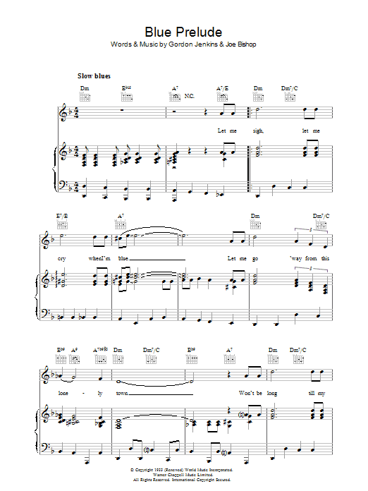 Gordon Jenkins Blue Prelude sheet music notes and chords. Download Printable PDF.
