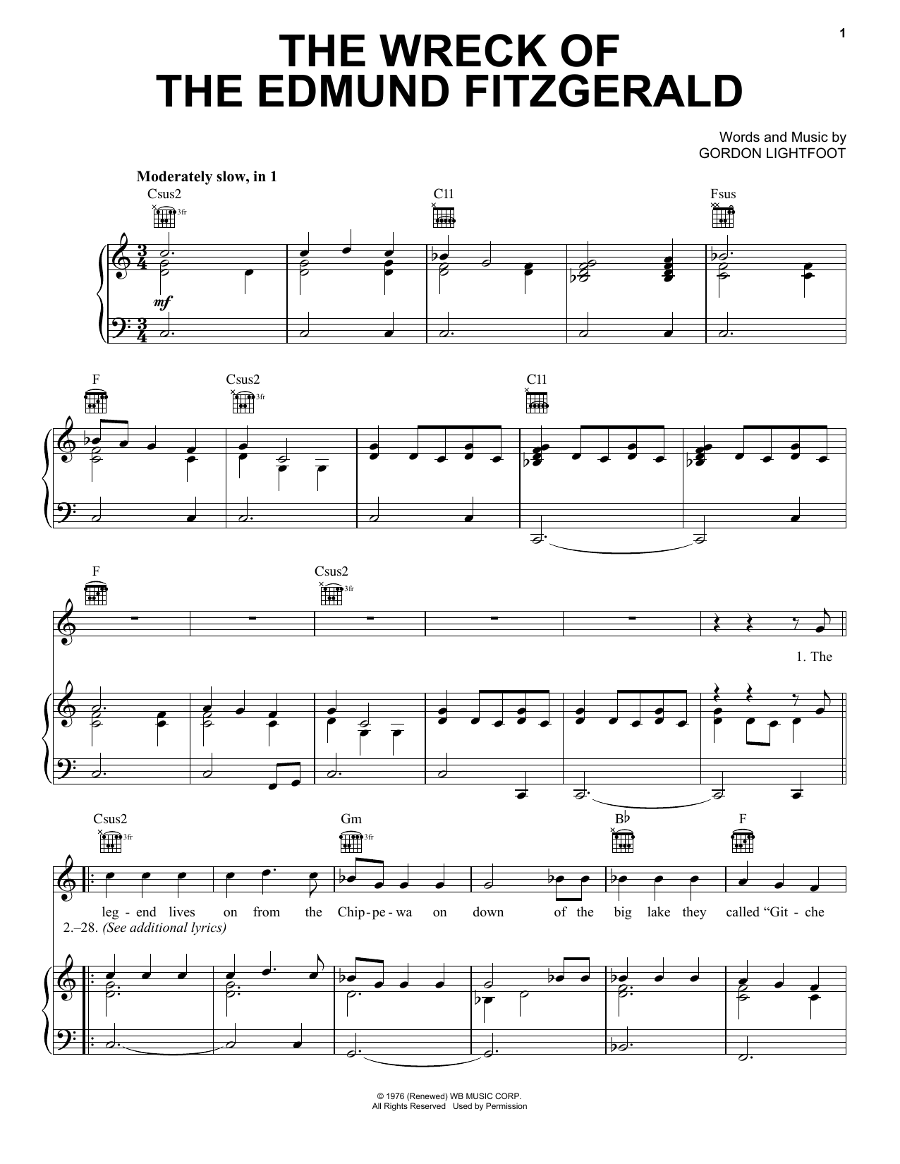 Learn to play Gordon Lightfoot The Wreck Of The Edmund Fitzgerald sheet music for Baritone Ukulele in minutes. Price: 5.9900$ Gordon Lightfoot The Wreck Of The Edmund Fitzgerald sheet music notes and chords arranged for Baritone Ukulele