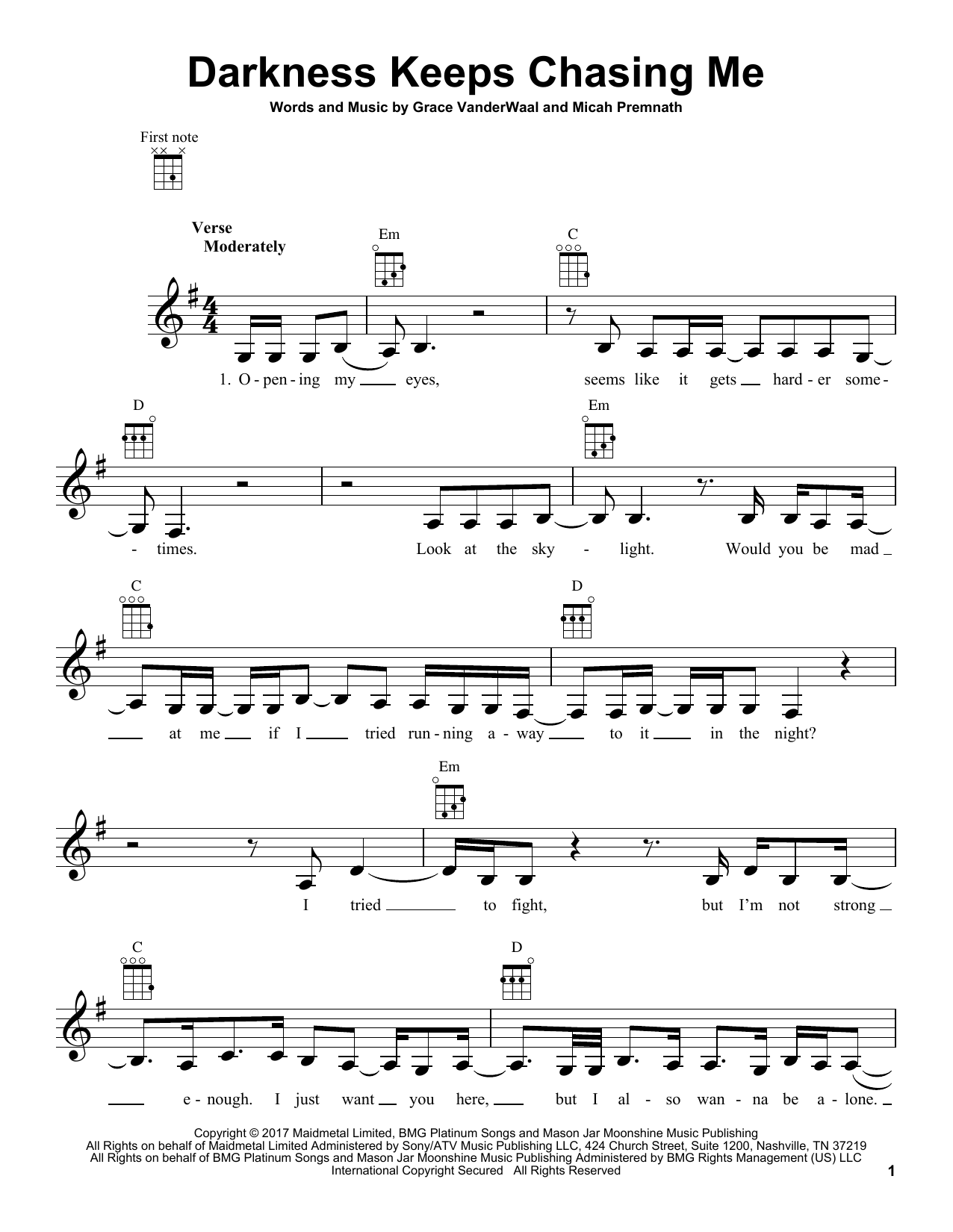 Learn to play Grace VanderWaal Darkness Keeps Chasing Me sheet music for Easy Piano in minutes. Price: 6.9900$ Grace VanderWaal Darkness Keeps Chasing Me sheet music notes and chords arranged for Easy Piano
