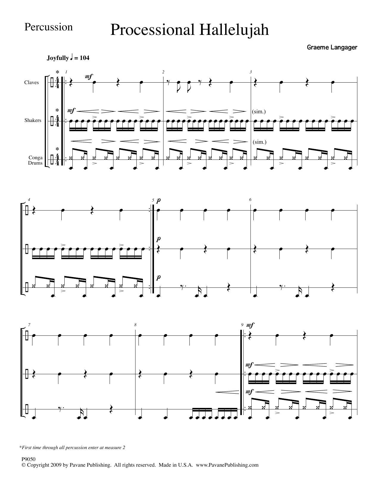 Learn to play Graeme Langager Processional Hallelujah Percussion - Percussion sheet music for Choir Instrumental Pak in minutes. Price: 16.9700$ Graeme Langager Processional Hallelujah Percussion - Percussion sheet music notes and chords arranged for Choir Instrumental Pak