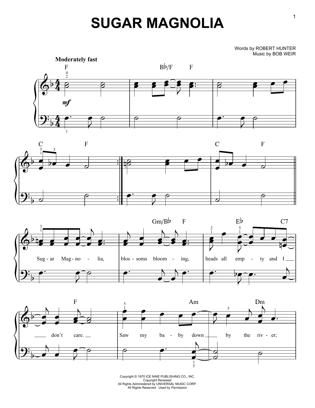 Grateful Dead Sugar Magnolia sheet music notes and chords. Download Printable PDF.