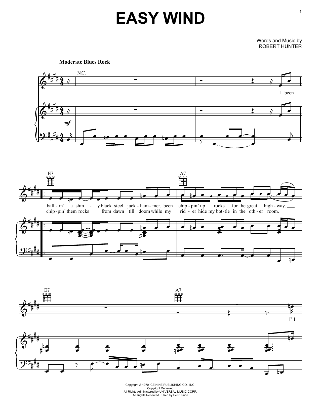 Grateful Dead Easy Wind sheet music notes and chords. Download Printable PDF.