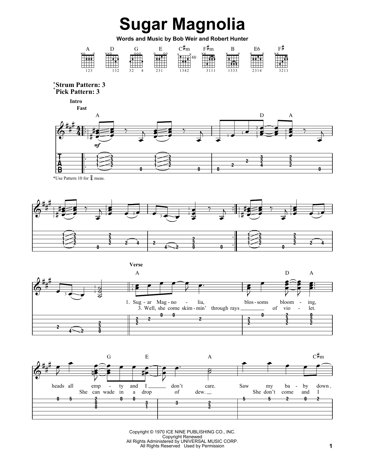 Grateful Dead Sugar Magnolia sheet music notes and chords. Download Printable PDF.