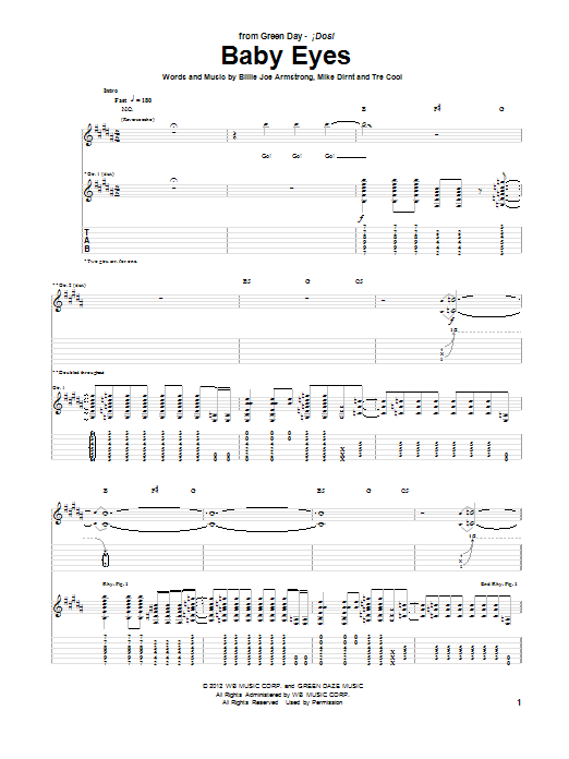 Green Day Baby Eyes sheet music notes and chords. Download Printable PDF.