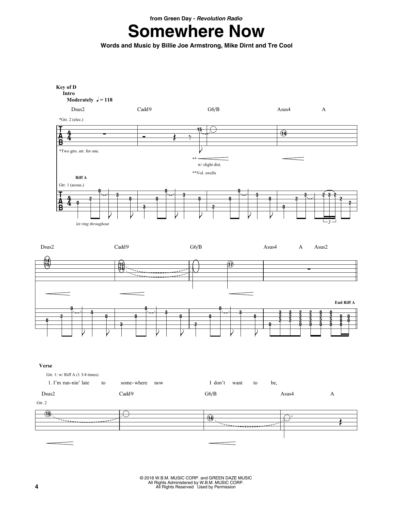 Green Day Somewhere Now sheet music notes and chords. Download Printable PDF.