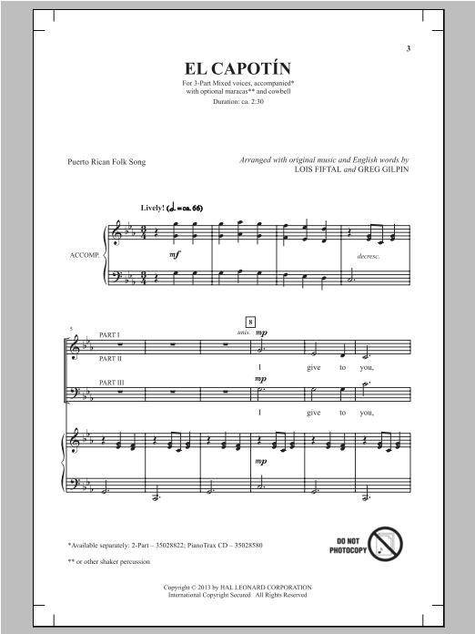 Greg Gilpin El Capotin sheet music notes and chords. Download Printable PDF.