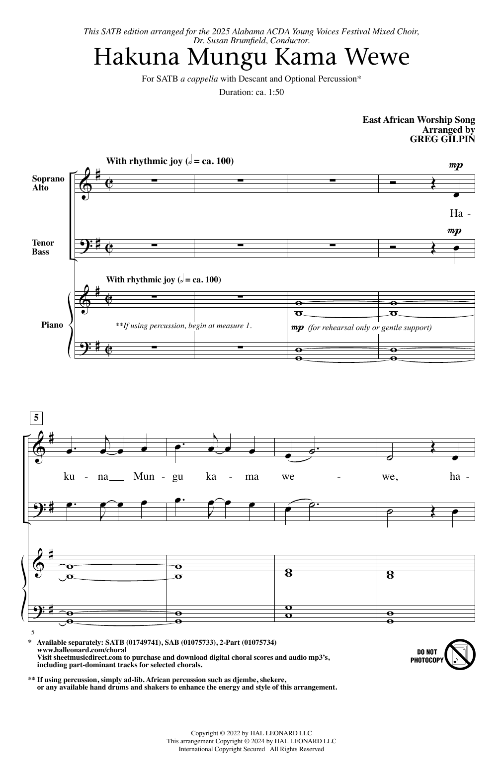 Greg Gilpin Hakuna Mungu Kama Wewe sheet music notes and chords. Download Printable PDF.