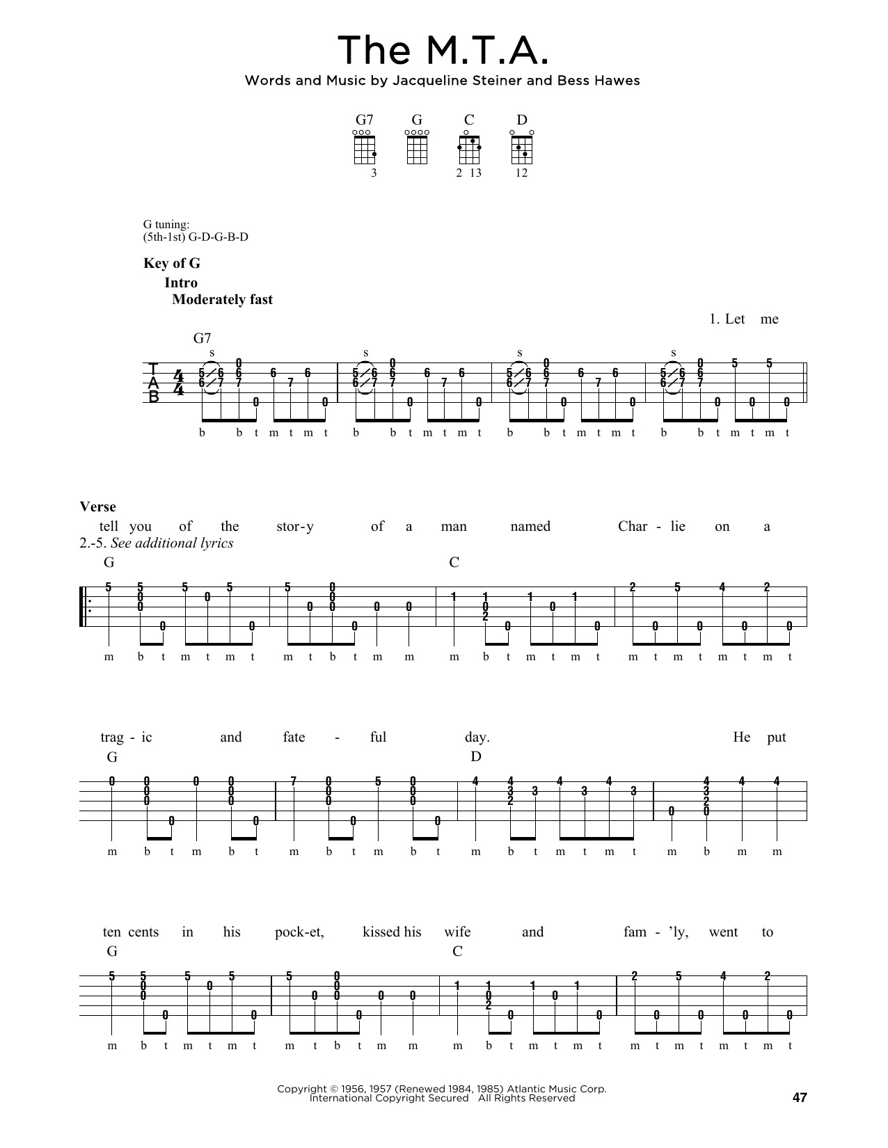 Greg Cahill The M.T.A. sheet music notes and chords. Download Printable PDF.