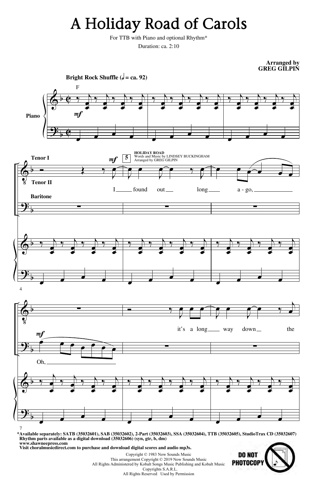 Learn to play Greg Gilpin A Holiday Road of Carols sheet music for SSA Choir in minutes. Price: 3.9900$ Greg Gilpin A Holiday Road of Carols sheet music notes and chords arranged for SSA Choir