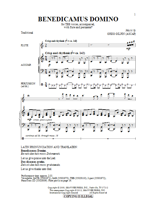 Greg Gilpin Benedicamus Domino sheet music notes and chords. Download Printable PDF.