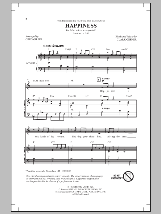 Greg Gilpin Happiness sheet music notes and chords. Download Printable PDF.