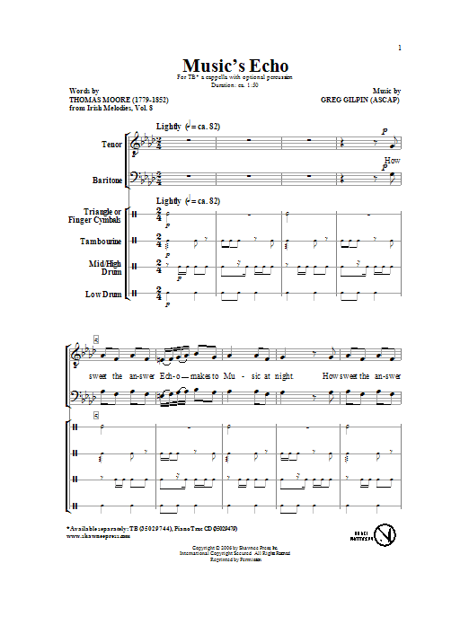 Greg Gilpin Music's Echo sheet music notes and chords. Download Printable PDF.