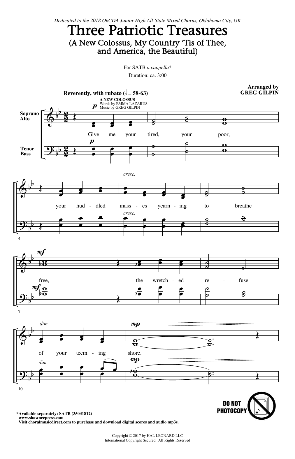 Greg Gilpin Three Patriotic Treasures sheet music notes and chords. Download Printable PDF.