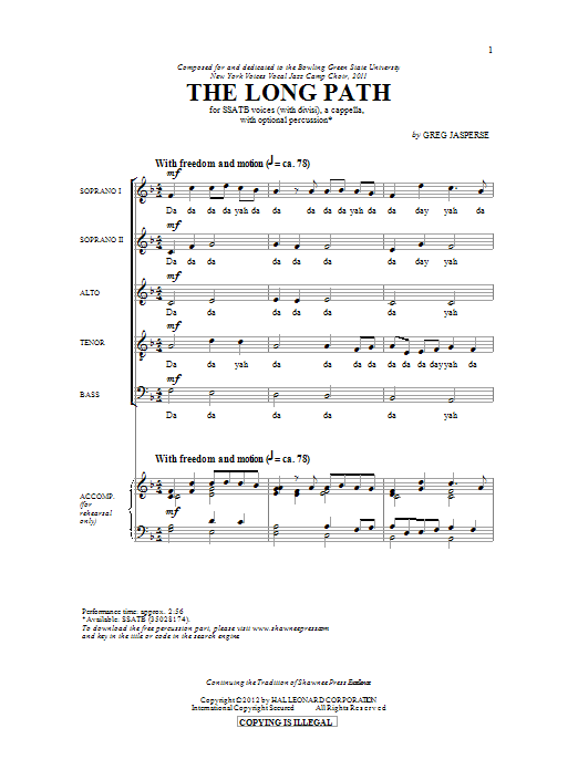 Greg Jasperse The Long Path sheet music notes and chords. Download Printable PDF.