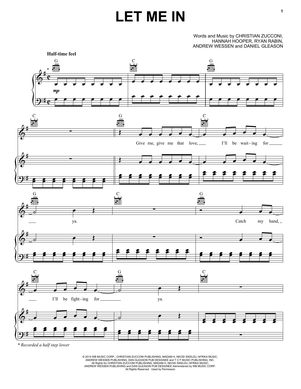 Grouplove Let Me In sheet music notes and chords. Download Printable PDF.