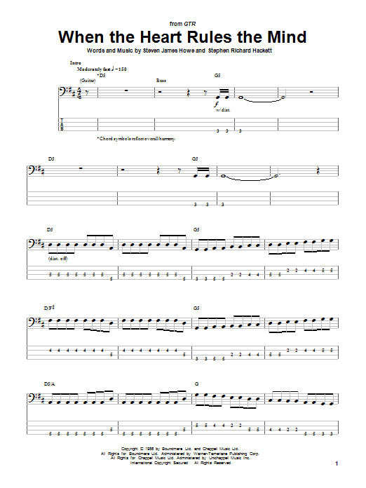 Learn to play GTR When The Heart Rules The Mind sheet music for Bass Guitar Tab in minutes. Price: 7.8900$ GTR When The Heart Rules The Mind sheet music notes and chords arranged for Bass Guitar Tab