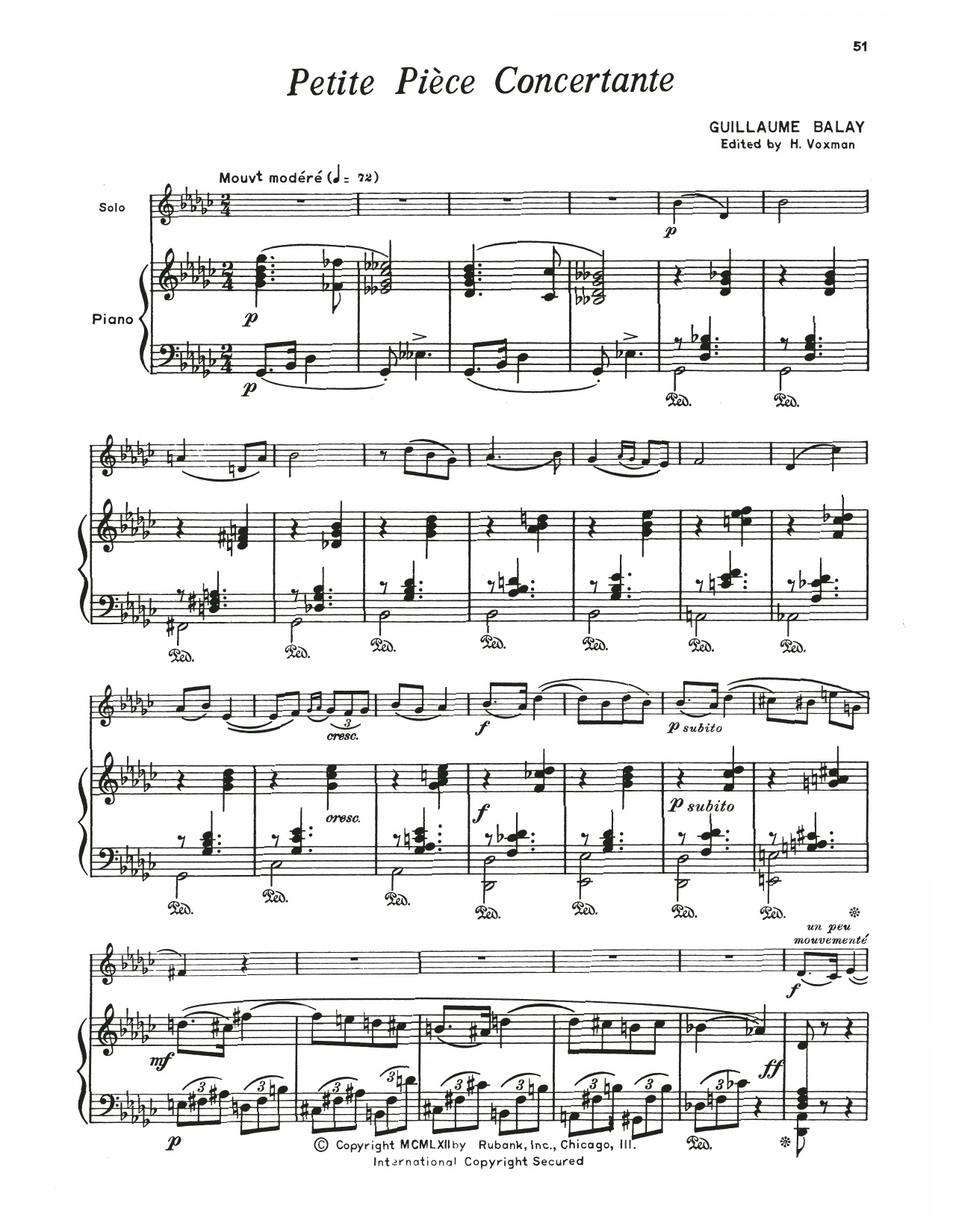 Guillaume Balay Petite Piece Concertante sheet music notes and chords. Download Printable PDF.