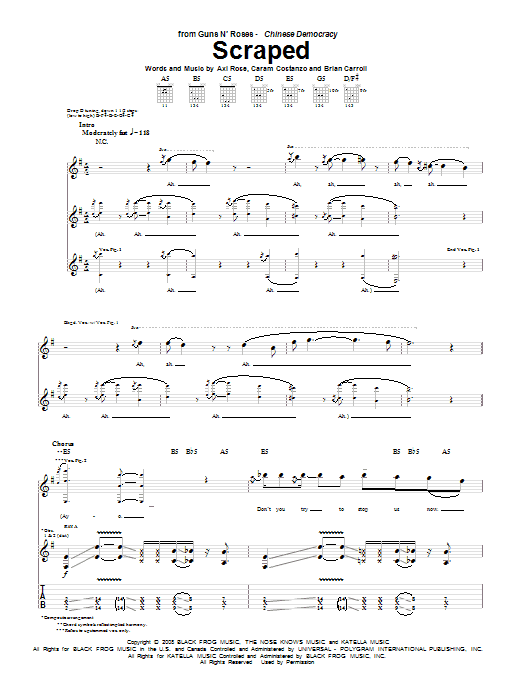 Guns N' Roses Scraped sheet music notes and chords. Download Printable PDF.