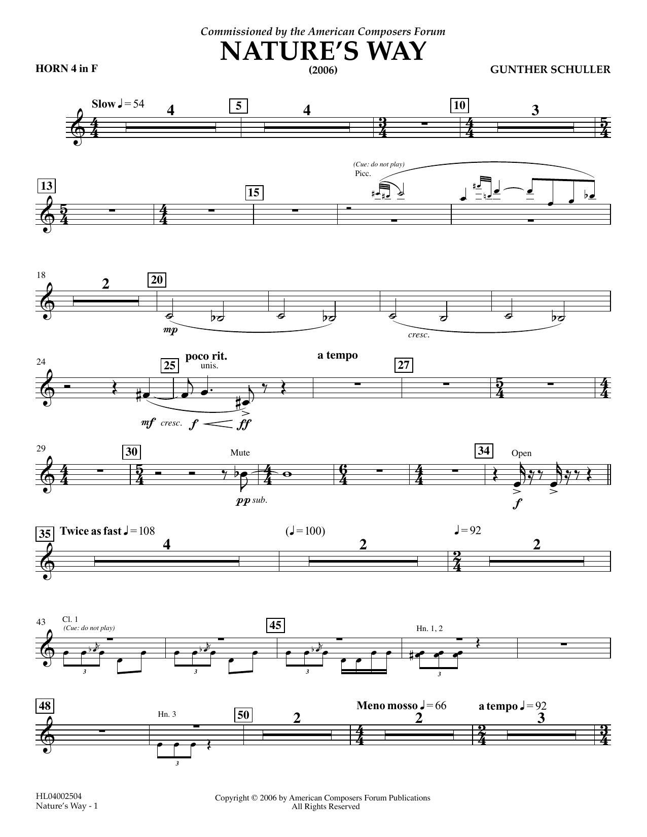 Learn to play Gunther Schuller Nature's Way - F Horn 4 sheet music for Concert Band in minutes. Price: 5.9900$ Gunther Schuller Nature's Way - F Horn 4 sheet music notes and chords arranged for Concert Band