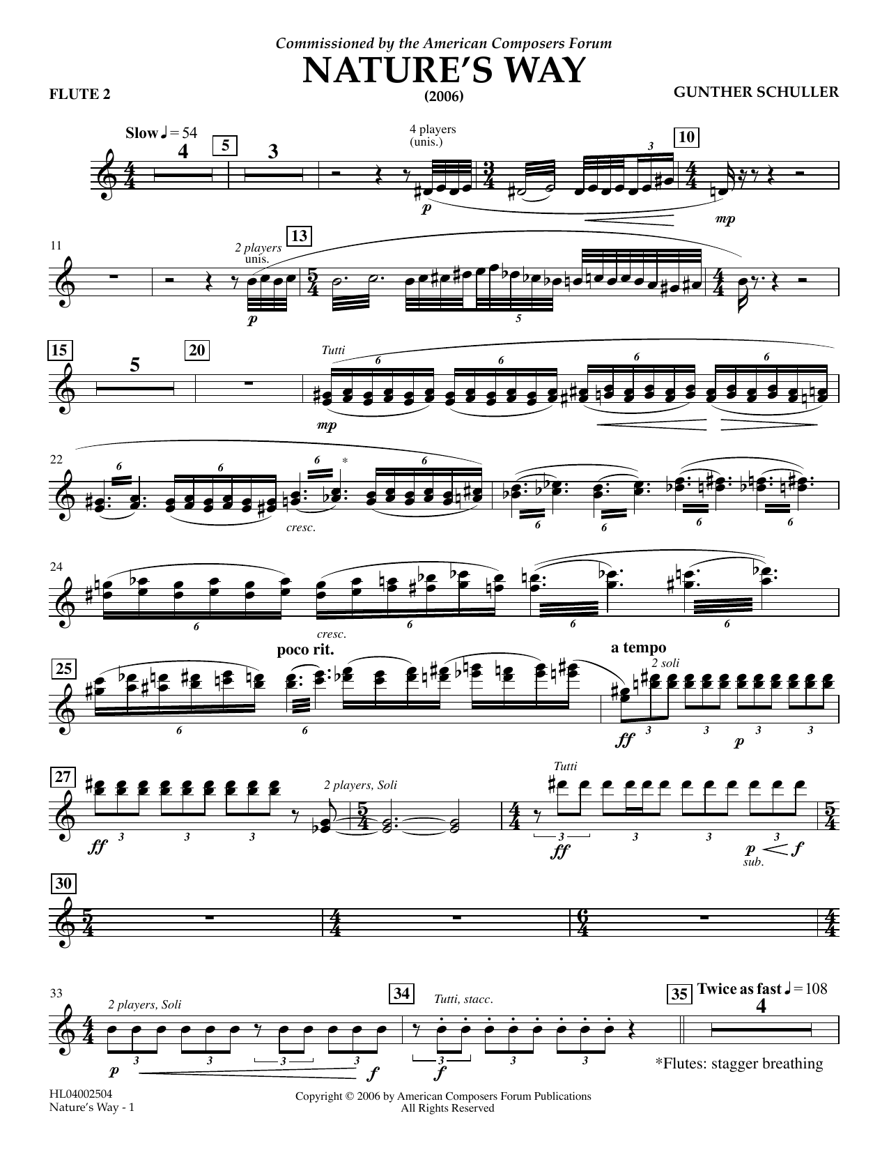 Learn to play Gunther Schuller Nature's Way - Flute 2 sheet music for Concert Band in minutes. Price: 5.9900$ Gunther Schuller Nature's Way - Flute 2 sheet music notes and chords arranged for Concert Band