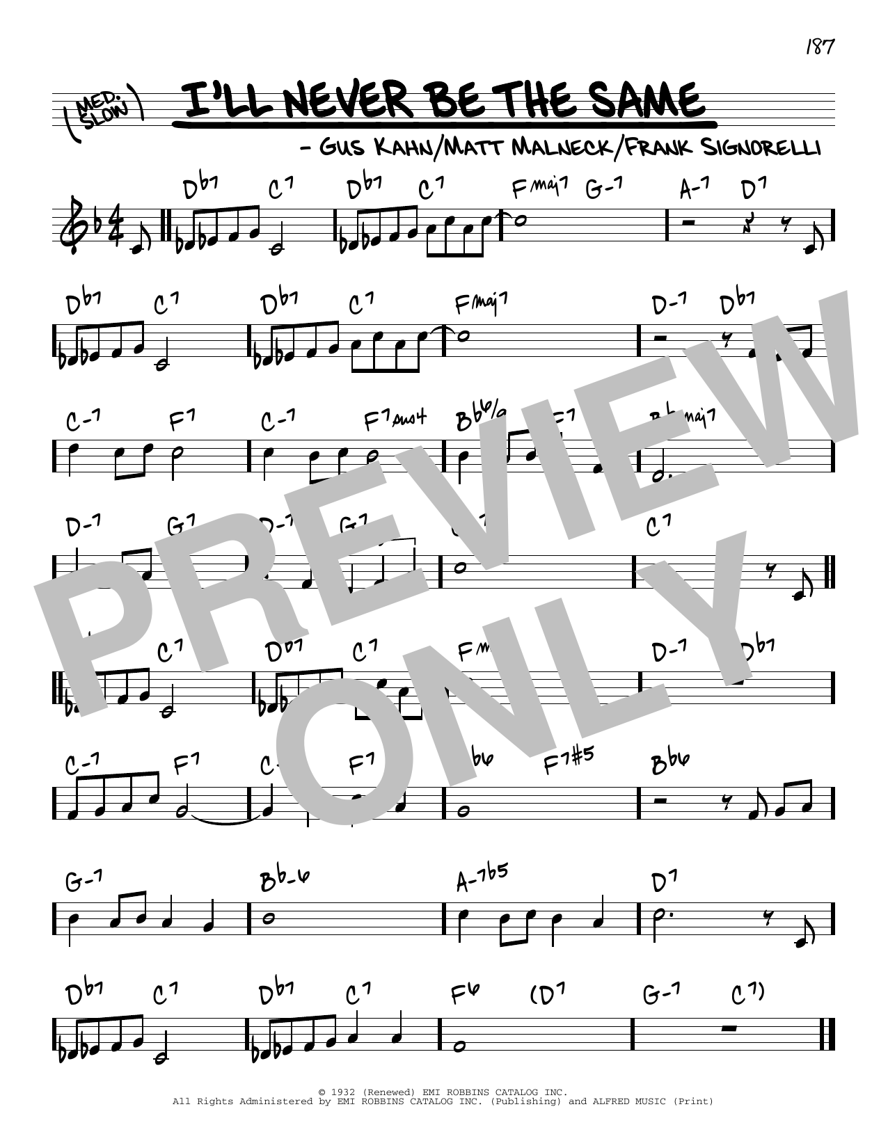 Gus Kahn I'll Never Be The Same sheet music notes and chords. Download Printable PDF.