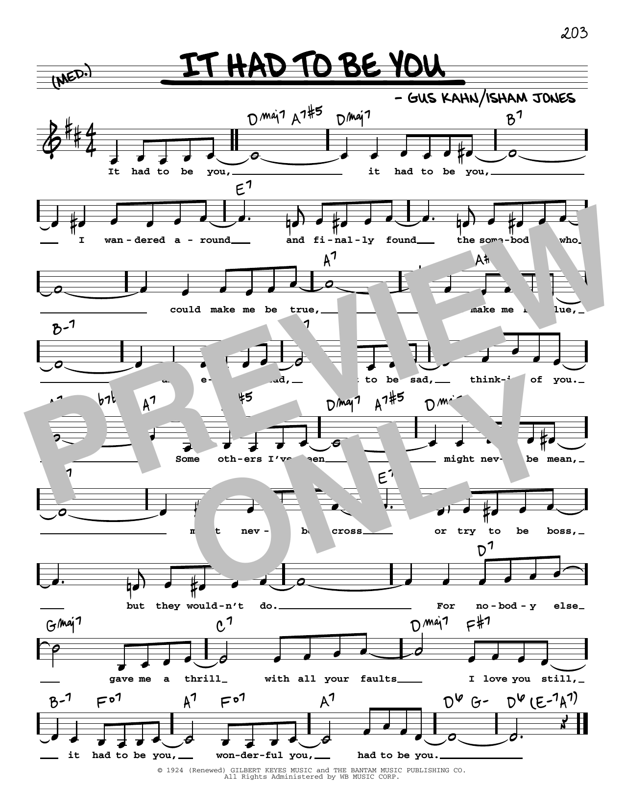 Download Gus Kahn "It Had To Be You" Sheet Music for Real Book – Melody ...