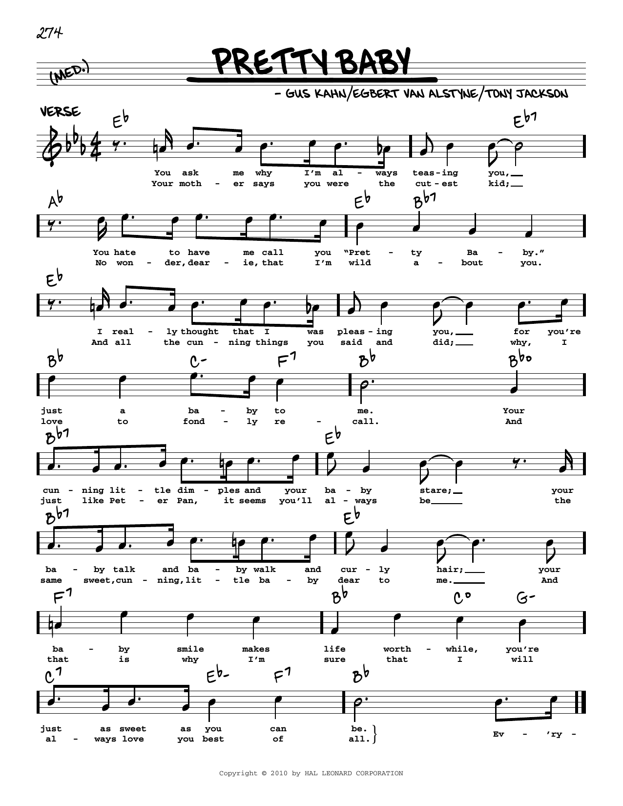 Gus Kahn Pretty Baby sheet music notes and chords. Download Printable PDF.