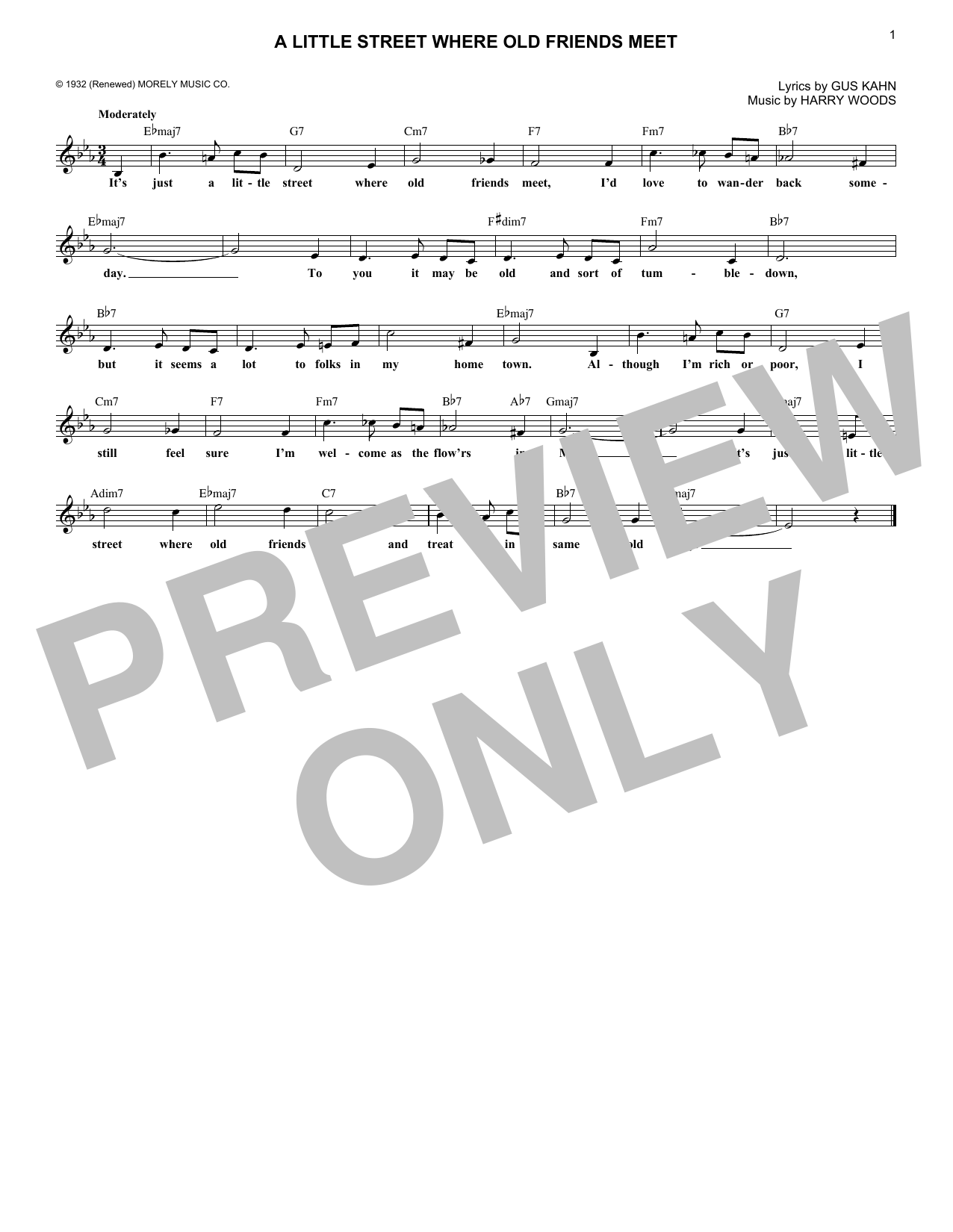 Learn to play Gus Kahn and Harry Woods A Little Street Where Old Friends Meet sheet music for Lead Sheet / Fake Book in minutes. Price: 5.9900$ Gus Kahn and Harry Woods A Little Street Where Old Friends Meet sheet music notes and chords arranged for Lead Sheet / Fake Book