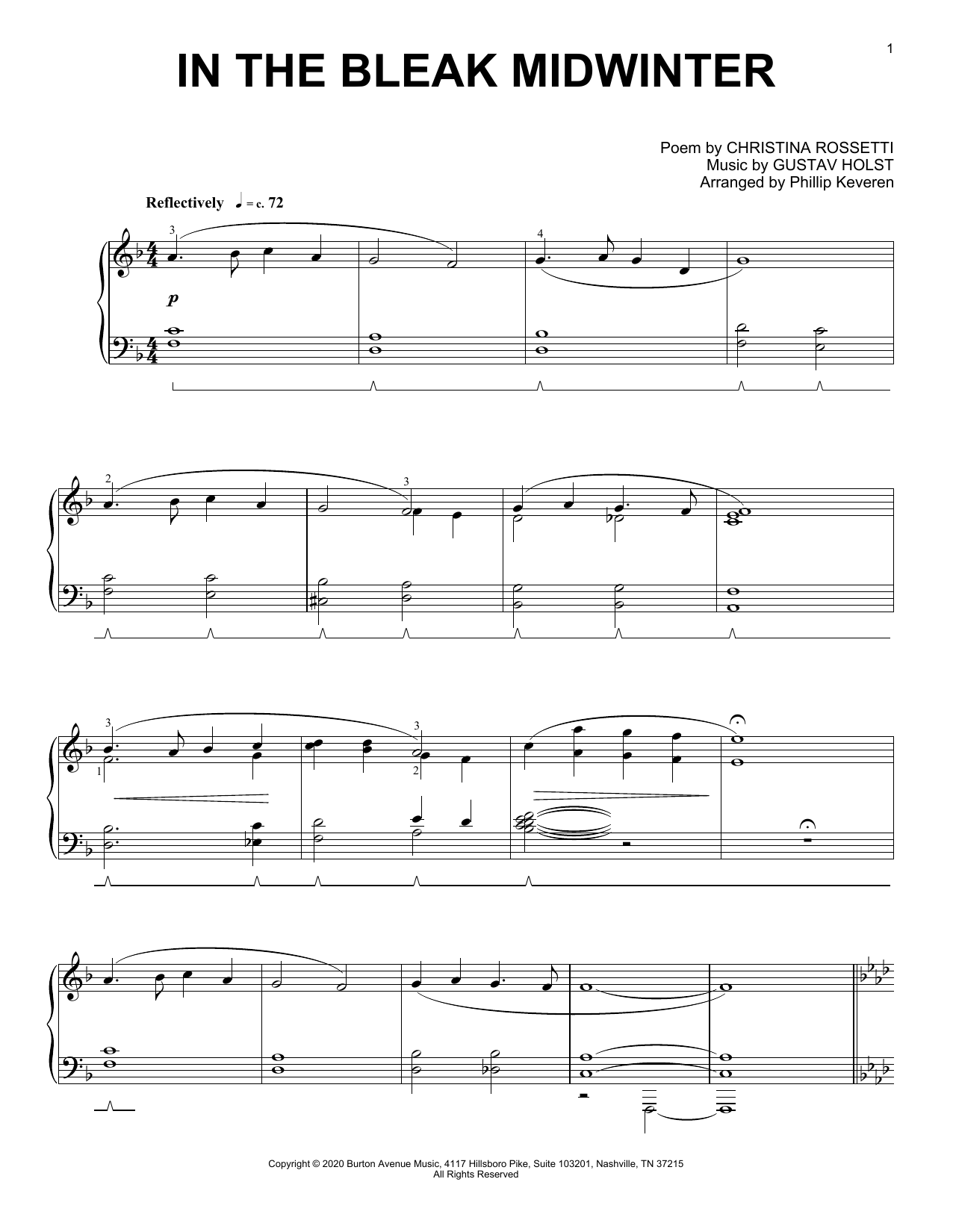 Learn to play Gustav Holst In The Bleak Midwinter (arr. Phillip Keveren) sheet music for Piano Solo in minutes. Gustav Holst In The Bleak Midwinter (arr. Phillip Keveren) sheet music notes and chords. Download Printable PDF.