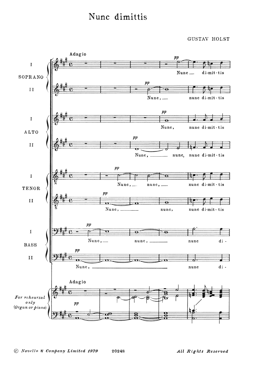 Gustav Holst Nunc Dimittis sheet music notes and chords. Download Printable PDF.