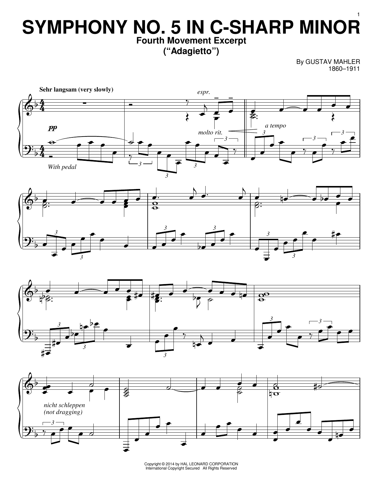 Learn to play Gustav Mahler Symphony No. 5 In C-sharp Minor ( Gustav Mahler Symphony No. 5 In C-sharp Minor (