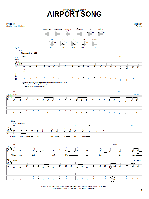 Guster Airport Song sheet music notes and chords. Download Printable PDF.