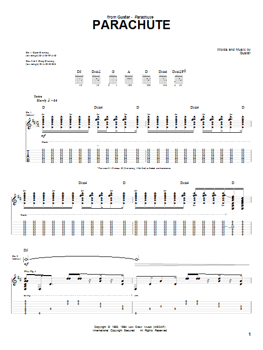 Guster Parachute sheet music notes and chords. Download Printable PDF.