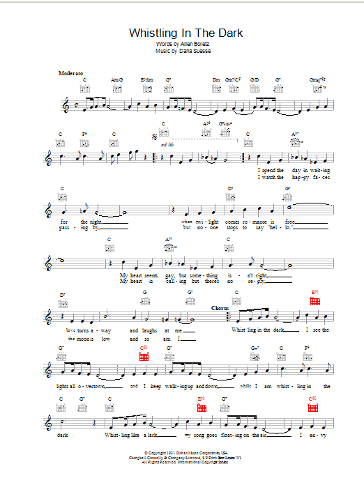 Learn to play Guy Lombardo Whistling In The Dark sheet music for Lead Sheet / Fake Book in minutes. Price: 5.9900$ Guy Lombardo Whistling In The Dark sheet music notes and chords arranged for Lead Sheet / Fake Book